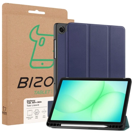 Etui z klapką Bizon Case Tab Lizard do Galaxy Tab A11 Plus / A9 Plus, granatowe