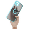 Etui z uchwytem na palec Bizon Case Hybrid Ring do iPhone 14 Plus, przydymione z jasnoniebieską ramką