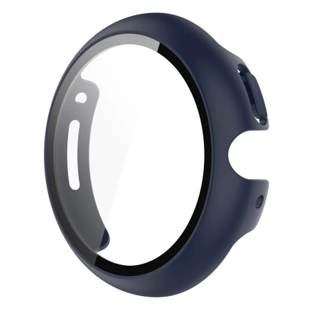 Etui ze szkłem do zegarka Bizon Case+Glass Watch do Google Pixel Watch 4 41 mm, matowe granatowe