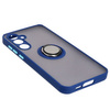 Etui z uchwytem na palec Bizon Case Hybrid Ring do Galaxy A55 5G, przydymione z granatową ramką