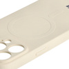 Etui silikonowe z pierścieniem magnetycznym Bizon Case Silicone Magnetic do iPhone 15 Pro Max, beżowe