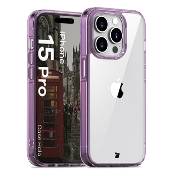 Etui Bizon Case Halo do iPhone 15 Pro, przezroczysto-fioletowe