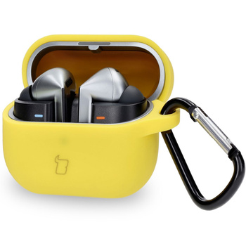 Silikonowe etui z karabińczykiem Bizon Case Headphone Silicone do Galaxy Buds 3/3 Pro/3 FE, żółte