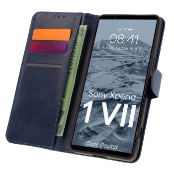 Etui z klapką Bizon Case Pocket do Xperia 1 VII, granatowe