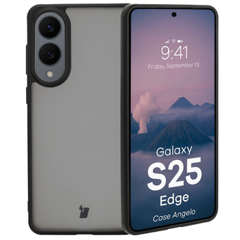 Etui Bizon Case Angelo do Galaxy S25 Edge, półprzezroczyste z czarną ramką