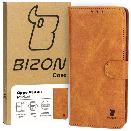 Etui z klapką Bizon Case Pocket do Oppo A58 4G, brązowe