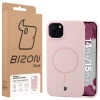 Silikonowe etui z pierścieniem magnetycznym Bizon Soft Case Magnetic do iPhone 15 Plus/14 Plus, jasnoróżowe