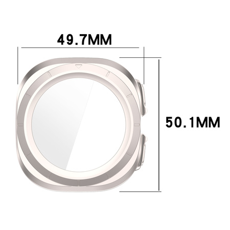 Etui ze szkłem do zegarka Bizon Case+Glass Watch do Galaxy Watch Ultra 2 / 1, satynowo szampańskie