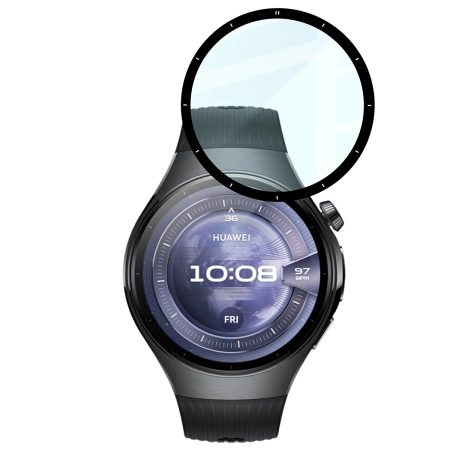 Szkło hybrydowe Bizon Glass Watch Edge Hybrid dla Huawei Watch 5 46 mm, czarne
