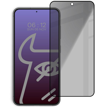 Prywatyzujące szkło hartowane Bizon Glass Edge Shadow do Galaxy S23, przyciemniane z czarną ramką