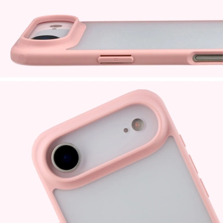 Etui Bizon Case Angelo do iPhone Air, półprzezroczyste z jasnoróżową ramką