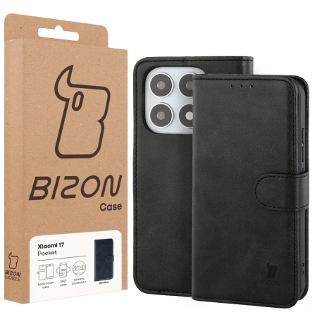Etui z klapką Bizon Case Pocket do Xiaomi 17, czarne