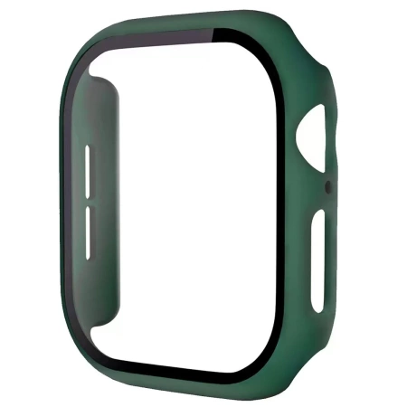 Etui ze szkłem do zegarka Bizon Case+Glass Watch do Apple Watch SE 3 / SE 2 / SE / 6 / 5 / 4 (40 mm), matowe ciemnozielone