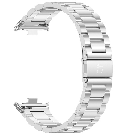 Pasek ze stali nierdzewnej Bizon Strap Watch Aura do  Xiaomi Redmi Watch 5/4 / Smart Band 9/8 Pro, srebrny
