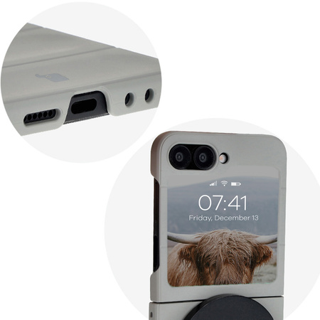 Pancerne etui Bizon Case Tur do Galaxy Z Flip7 FE / Z Flip6, jasnoszare
