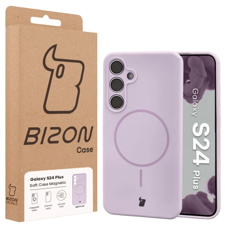 Silikonowe etui z pierścieniem magnetycznym Bizon Soft Case Magnetic do Galaxy S24 Plus, jasnofioletowe
