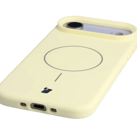 Silikonowe etui z pierścieniem magnetycznym Bizon Soft Case Magnetic do iPhone Air, jasnożółte