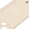 Etui silikonowe z pierścieniem magnetycznym Bizon Case Silicone Magnetic do iPhone 14 Plus, beżowe
