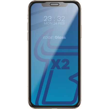 Szkło hartowane Bizon Glass Edge - 2 sztuki + ochrona na obiektyw, iPhone Xs / X, czarne