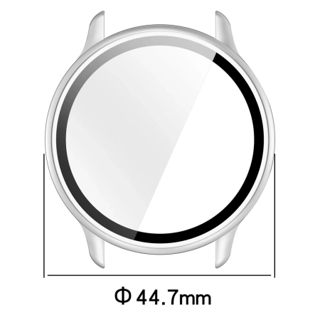 Etui ze szkłem do zegarka Bizon Case+Glass Watch do Garmin Vivoactive 6, satynowo srebrne