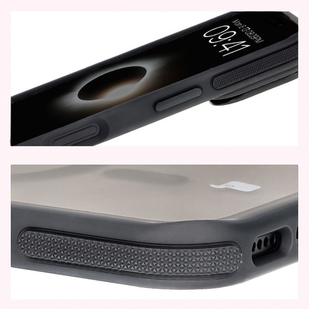 Etui z podstawką i pierścieniem magnetycznym Bizon Case Eclipse do iPhone 16 Plus,  przydymione z czarną ramką