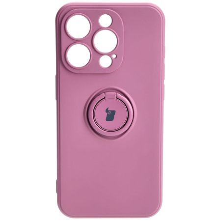 Etui Bizon Case Silicone Ring Sq do Apple iPhone 15 Pro, ciemnofioletowe