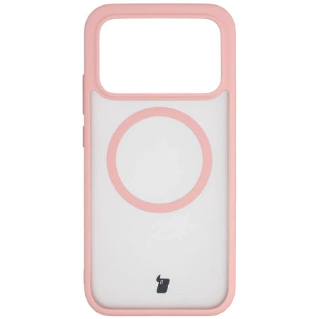 Etui z pierścieniem magnetycznym Bizon Case MatteO do Xiaomi POCO F8 Pro, przydymione-jasnoróżowe