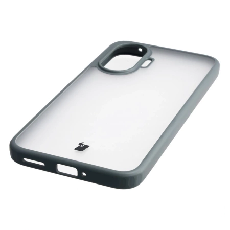 Etui Bizon Case Angelo do Xiaomi POCO F7, półprzezroczyste z szarą ramką