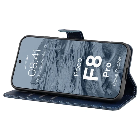 Etui z klapką Bizon Case Pocket do Xiaomi POCO F8 Pro, granatowe