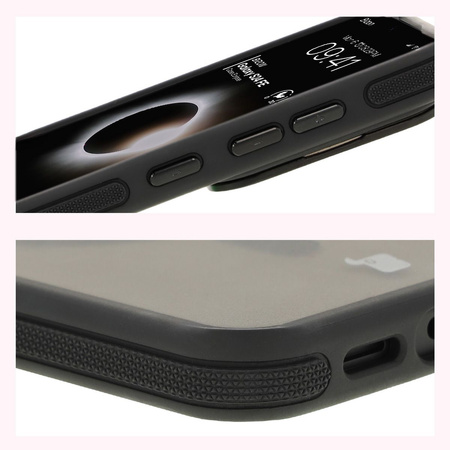Etui z podstawką i pierścieniem magnetycznym Bizon Case Eclipse do Galaxy S24 FE, przydymione z czarną ramką
