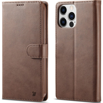 Etui Bizon Case Wallet do iPhone 14 Pro, ciemnobrązowe