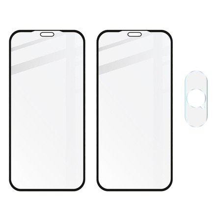 2x Szkło + szybka na aparat Bizon Edge Pack do iPhone Xs Max