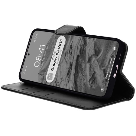 Etui z klapką Bizon Case Pocket do Galaxy S25 / S24, czarne