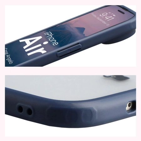 Etui Bizon Case Angelo do iPhone Air, półprzezroczyste z granatową ramką