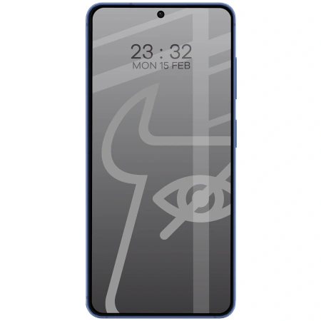 Prywatyzujące szkło hartowane Bizon Glass Edge Shadow do Galaxy S26 Plus / S25 Edge, przyciemniane z czarną ramką