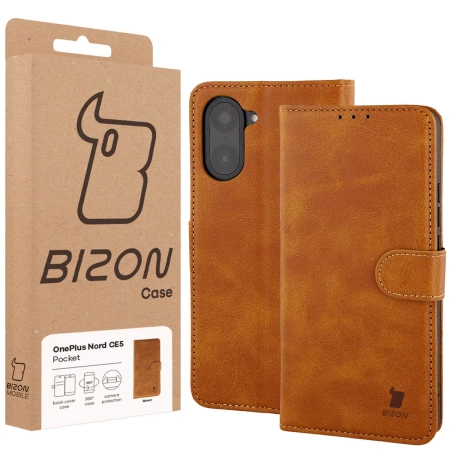 Etui z klapką Bizon Case Pocket do OnePlus Nord CE5 5G, brązowe