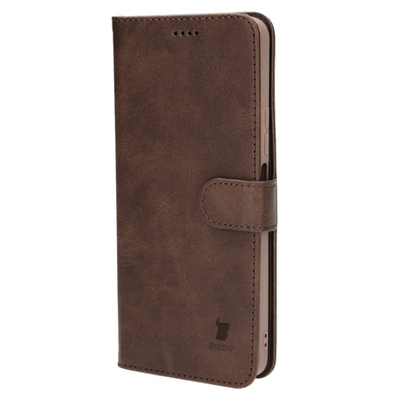 Etui Bizon Case Wallet do Xiaomi Poco F4, ciemnobrązowe