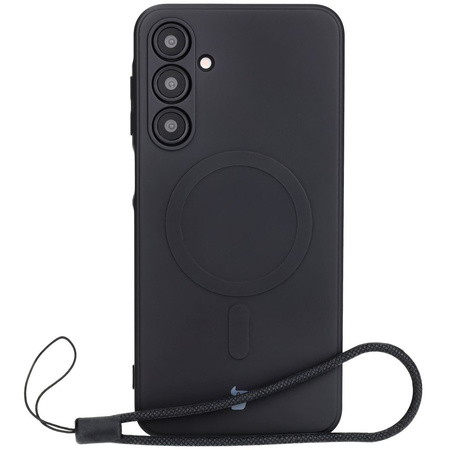 Silikonowe etui z pierścieniem magnetycznym Bizon Case Silicone Magnetic Sq do Galaxy A16 4G / 5G, czarne
