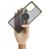 Etui z uchwytem na palec Bizon Case Hybrid Ring do Xiaomi Poco F5, przydymione z zieloną ramką