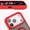 Etui z uchwytem na palec Bizon Case Hybrid Ring do iPhone 17 Pro, przydymione z czerwoną ramką