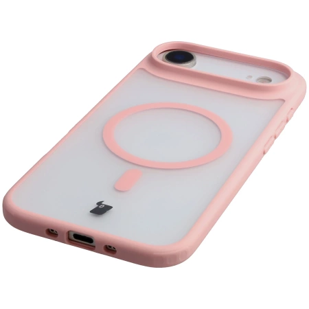 Etui z pierścieniem magnetycznym Bizon Case MatteO do iPhone Air, przydymione-jasnoróżowe