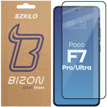 Szkło hartowane Bizon Glass Edge 2 do Xiaomi Poco F7 Pro / F7 Ultra, czarna ramka