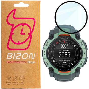 Szkło hybrydowe Bizon Glass Watch Edge Hybrid dla Garmin Instinct 3 45 mm, czarne