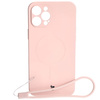 Etui silikonowe z pierścieniem magnetycznym Bizon Case Silicone Magnetic do iPhone 12 Pro Max, jasnoróżowe