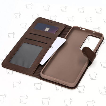 Etui Bizon Case Wallet do Xiaomi Poco F4, ciemnobrązowe