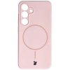 Silikonowe etui z pierścieniem magnetycznym Bizon Soft Case Magnetic do Galaxy S24, jasnoróżowe
