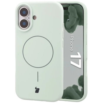 Silikonowe etui z pierścieniem magnetycznym Bizon Soft Case Magnetic do iPhone 17, pistacjowe