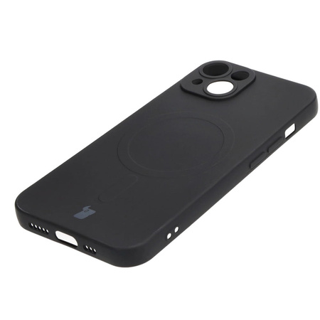 Etui silikonowe z pierścieniem magnetycznym Bizon Case Silicone Magnetic do iPhone 14, czarne