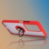 Etui z uchwytem na palec Bizon Case Hybrid Ring do Realme C75 4G / 14x 5G, przydymione z czerwoną ramką