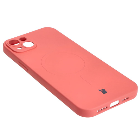 Etui silikonowe z pierścieniem magnetycznym Bizon Case Silicone Magnetic do iPhone 14 Plus, brudnoróżowe